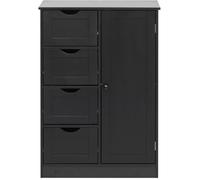 Rebecca Mobili Commode 4 tiroirs et 1 porte en bois, noir