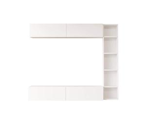 Rebecca Mobili Meuble Mural Séjour, Composition Meubles Salon, Blanc, Panneau de Particules, Ensemble de 3 Meubles Suspendus, Design Moderne - Dimensions HxLxP: 143,5 x 169 x 26 cm - Art. RE7206