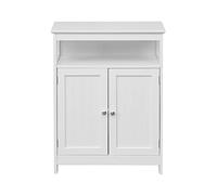 Rebecca Mobili Meuble Salle de Bain Autoportant, Meuble Linge, Blanc, MDF, 1 Étagère 2 Portes, Anti-humidité et Peu Encombrant - Dimensions : 80 × 60 × 30 cm (H x L x P) - Art. RE6681