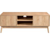 Rebecca Mobili Meuble TV avec 2 portes et 2 étagères en bambou et MDF, marron