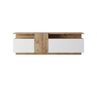 Rebecca Mobili Meuble TV de sol, meuble TV moderne, couleur chêne blanc, aggloméré, avec 3 portes, pour salon moderne, dimensions HxLxP : 46,5 x 150 x 29,5 cm - Art. RE7079