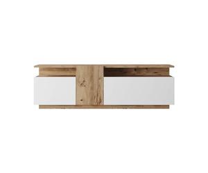Rebecca Mobili Meuble TV de sol, meuble TV moderne, couleur chêne blanc, aggloméré, avec 3 portes, pour salon moderne, dimensions HxLxP : 46,5 x 150 x 29,5 cm - Art. RE7079