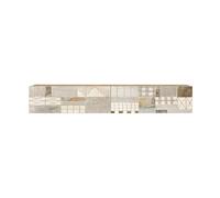 Rebecca Mobili Meuble TV suspendu, Buffet long suspendu, blanc chêne clair, aggloméré, avec 2 portes décorées, style moderne, dimensions HxLxP : 29,5 x 180 x 31,5 cm - Art. RE7219