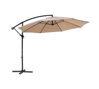 Rebecca Mobili Parasol à mât décentré, 3x3 m, acier et polyester, beige