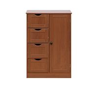 Rebecca Mobili Penderie autoportante, Armoire Brune, 4 tiroirs 1 Porte, pour Salle de Bain Cuisine entrée - Dimensions HxLxP : 82 x 56 x 30 cm - Art. RE6735