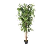 Rebecca Mobili Plante Artificielle de Bambou, Bambou Artificiel avec Pot, Vert Marron, Polyester Bois de Bambou, Réaliste, pour Intérieur Extérieur - Dimensions HxLxP: 180 x 50 x 50 cm - Art. RE7035