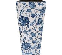 Rebecca Mobili Porte-parapluie, impression florale en bois et toile, blanc et bleu
