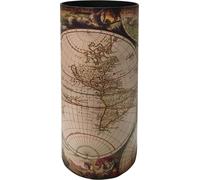 Rebecca Mobili Porte-parapluies, impression carte du monde, bois et toile, marron et blanc