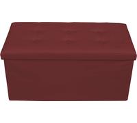 Rebecca Mobili Pouf avec compartiment de rangement en fibre de bois et similicuir bordeaux