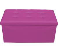 Rebecca Mobili Pouf avec compartiment de rangement en fibre de bois et similicuir violet