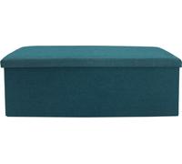 Rebecca Mobili Pouf avec compartiment de rangement en fibre de bois et tissu turquoise