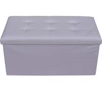 Rebecca Mobili Pouf avec compartiment de rangement et couvercle en fibre de bois et similicuir gris