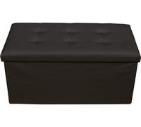Rebecca Mobili Pouf avec compartiment de rangement et couvercle en fibre de bois simili cuir noir