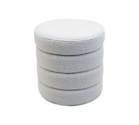 Rebecca Mobili Tabouret de rangement Uxi 40x37x37 Tissu de polyester MDF blanc Moderne