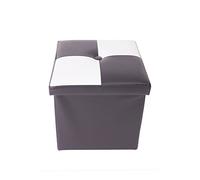 Rebecca Mobili Pouf Recipient Simili Cuir, Pouf, Cube, Repose-Pieds - Dimensions: 30 x 30 x 30 cm (HxLxL) (Noir-Blanc)