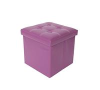 Rebecca Mobili Pouf Recipient Simili Cuir, Pouf, Cube, Repose-Pieds - Dimensions: 30 x 30 x 30 cm (HxLxL) (Purple)