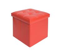 Rebecca Mobili Pouf Recipient Simili Cuir, Pouf, Cube, Repose-Pieds - Dimensions: 30 x 30 x 30 cm (HxLxL) (Rouge)