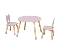 Rebecca Mobili RE7017 Lot de 2 chaises pour enfants, table enfant avec sièges, rose marron, MDF pin, pour chambre d'enfants - Dimensions : 44 x 60 x 60 cm / 50 x 28 x 25 cm