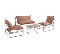 Rebecca Mobili Salon de Jardin extérieur 4 Places, avec fauteuils, métal et Polyester imperméable, Marron Mocha - Art. RE7312