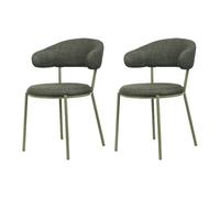 Rebecca Mobili Set 2 Chaises de Salle à Manger, Chaises Élégantes, Tissu Polyester Acier, Vert Foncé, Rembourrées, pour Maison ou Studio - Dimensions HxLxP: 80,5 x 47,5 x 57,5 cm - Art. RE7032