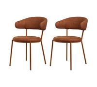 Rebecca Mobili Set 2 Chaises de Salle à Manger, Chaises Modernes, Tissu Polyester Acier, Orange Foncé, Design Élégant - Dimensions HxLxP: 80,5 x 47,5 x 57,5 cm - Art. RE7031
