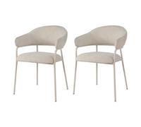 Rebecca Mobili Set 2 Chaises Modernes, Chaises de Salon, Tissu Polyester Acier, Blanc Perle, Design Élégant, Ergonomiques - Dimensions HxLxP: 82,5 x 57 x 56,5 cm - Art. RE7028