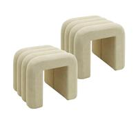 Rebecca Mobili Tabouret Nikau 40x38x40 Polyester tissé MDF Beige Moderne SET 2 pièces