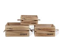Rebecca Mobili Set 3 Boite de Rangement en Bois Vintage, Boite multifonctionnelle Bonbons, Marron Clair, Ordre Maison Jardin - Dimensions: 17 x 36 x 25 cm (HxLxL) - Art. RE4593