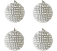 Rebecca Mobili Set 4 boules de Noël avec perles en plastique de couleur argentée
