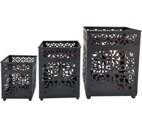 Rebecca Mobili Set de 3 bougeoirs de style marocain en métal noir