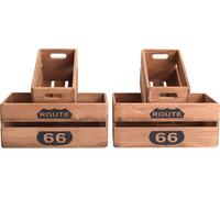 Rebecca Mobili Set de 4 boîtes de rangement en bois de paulownia, marron