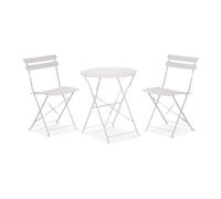 Table ronde avec chaises Rebecca Mobili Berenj 71x60x60 Acier Blanc Moderne SET 3 pcs
