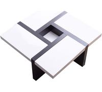 Rebecca Mobili Table basse, forme carrée en MDF noir et blanc