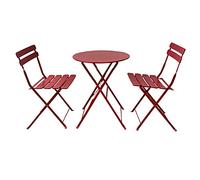Rebecca Mobili Table Bistro avec 2 Chaises, Ensemble De Jardin, Rouge, Acier, Pliable, pour Balcon Terrasse - Dimensions HxLxP : 71 x 60 x 60 cm - Art. RE6828