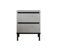 Rebecca Mobili Table de chevet 2 tiroirs, table de nuit compacte, gris pierre gris foncé, panneau de particules fer, design scandinave, dimensions HxLxP : 49 x 40 x 35,5 cm - Art. RE7233