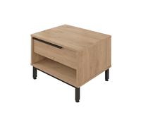 Rebecca Mobili Table de Chevet Basse, Table d’Appoint pour Chambre, Marron Gris Foncé, Panneau de Particules Fer, 1 Tiroir et 1 Compartiment - Dimensions HxLxP : 53,5 x 42,5 x 44,5 cm - Art. RE7214