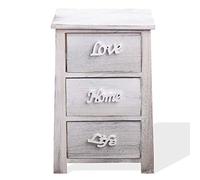 Rebecca Mobili Table de Chevet de Chambre, Petit Armoire avec 3 Tiroirs, Blanc Gris, Style Shabby, Decoration Maison - Dimensions: 57 x 37 x 27 cm (HxLxL) - Art. RE4565