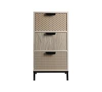 Rebecca Mobili Table de nuit avec 3 tiroirs en bois et métal, blanc et marron