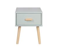 Rebecca Mobili Table de Chevet pour Chambre d'enfant, Table de Chevet Carrée, Vert Eau Marron, Pin MDF, avec 1 Tiroir, pour Chambre Montessori - Dimensions HxLxP: 44 x 35 x 35 cm - Art. RE6979