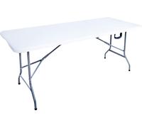 Rebecca Mobili Table de jardin pliante en PEHD et acier, blanc