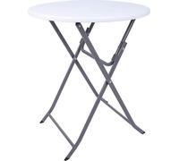 Rebecca Mobili Table de jardin pliante en plastique, blanche et grise