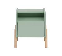 Rebecca Mobili Table de Nuit avec 1 Tiroir et 1 Étagère, Table de Nuit pour Chambre d'enfant, Vert d'eau Marron, MDF Pin, Chambre Montessori - Dimensions HxLxP : 49 x 43 x 30 cm - Art. RE7130