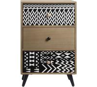 Rebecca Mobili Table de nuit de style scandinave avec 3 tiroirs en bois brun