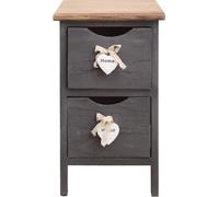 Rebecca Mobili Table de nuit étroite avec 2 tiroirs en bois, gris et marron