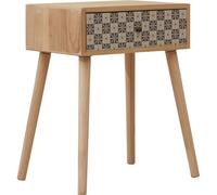 Rebecca Mobili Table de nuit, impressions majoliques avec 1 tiroir en bois brun