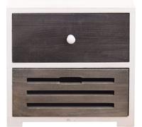 Rebecca Mobili Table de nuit sculptée, 2 tiroirs en bois, blanc et gris