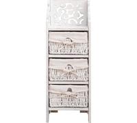 Rebecca Mobili Commode Shabby, Armoire de Rangement 3 Tiroirs Osier, Bois de Pin, Blanc Gris, Chambre Entree - Dimensions: 78 x 28,5 x 22 cm (HxLxL) - Art. RE4296