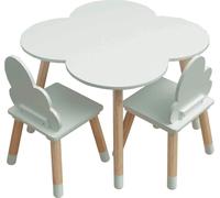 Rebecca Mobili Table d'enfant et 2 chaises MDF pin vert pour chambre d'enfant Salle de jeux