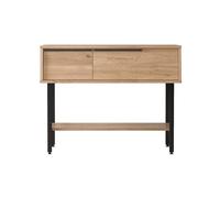 Rebecca Mobili Table d'entrée, console moderne, couleur chêne gris foncé, panneau de particules, avec 2 portes, 1 étagères, design moderne, dimensions HxLxP : 76 x 100 x 29,5 cm - Art. RE7086