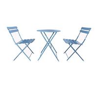 Rebecca Mobili Table Et 2 Chaises De Balcon, Ensemble Bistro, Bleu Clair, Acier, Antirouille, pour Terrasse Jardin - Dimensions HxLxP : 71 x 60 x 60 cm - Art. RE6830